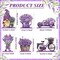 6-Piece Spring Lavender Tiered Tray Decor - Rustic Purple Wooden Signs & Farmhouse Table Centerpieces - Freestanding Botanical Block Set for Home, Kitchen & Shelf Decor